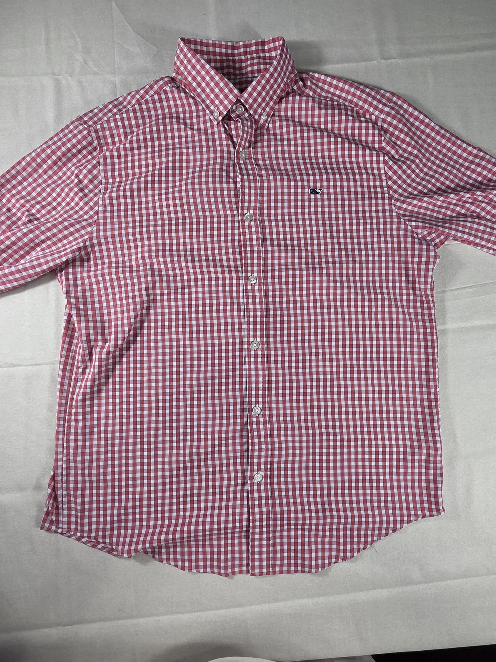 Vineyard Vines Whale Shirt Red Gingham Performance Button Down L